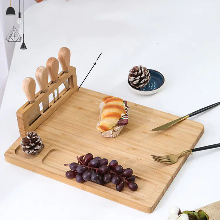 Bamboo Cheese Board with Fork Set