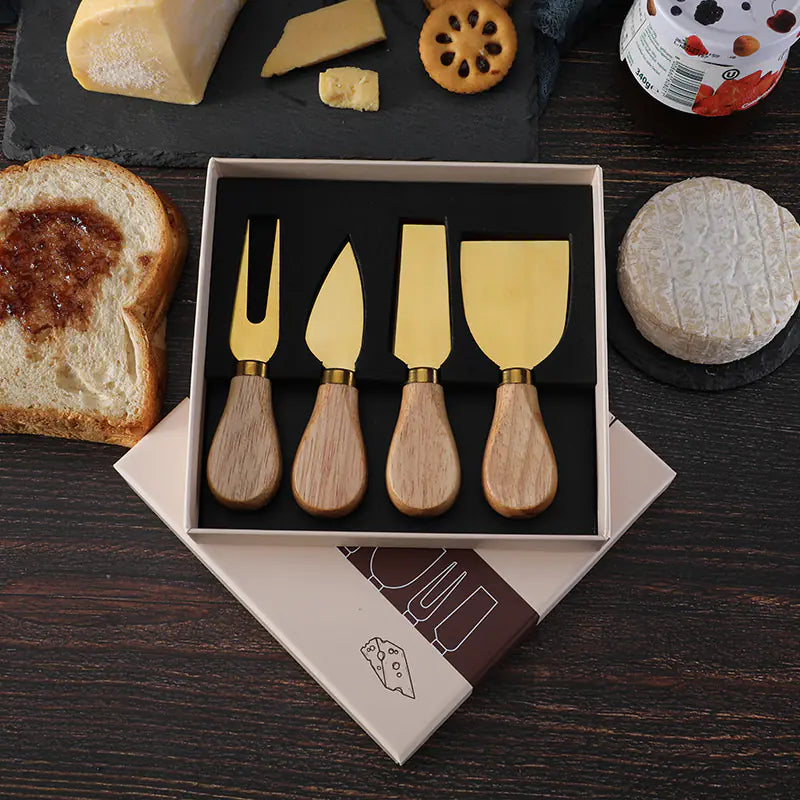 Cheese Knife Set with Oak Handle and Stainless Steel