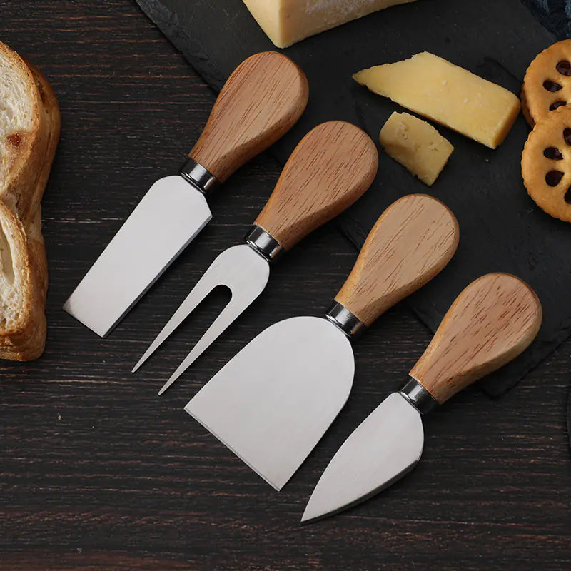 Cheese Knife Set with Oak Handle and Stainless Steel