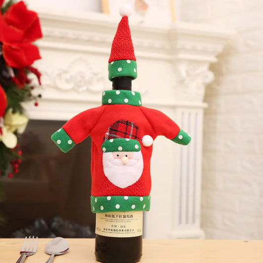 Christmas Wine Bottle Cover with Embroidered Design
