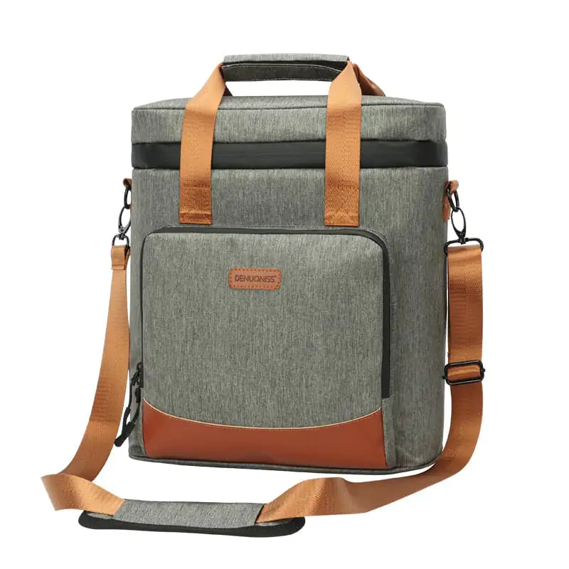 Vintage Style Leather Wine Cooling Picnic Cooler Bag